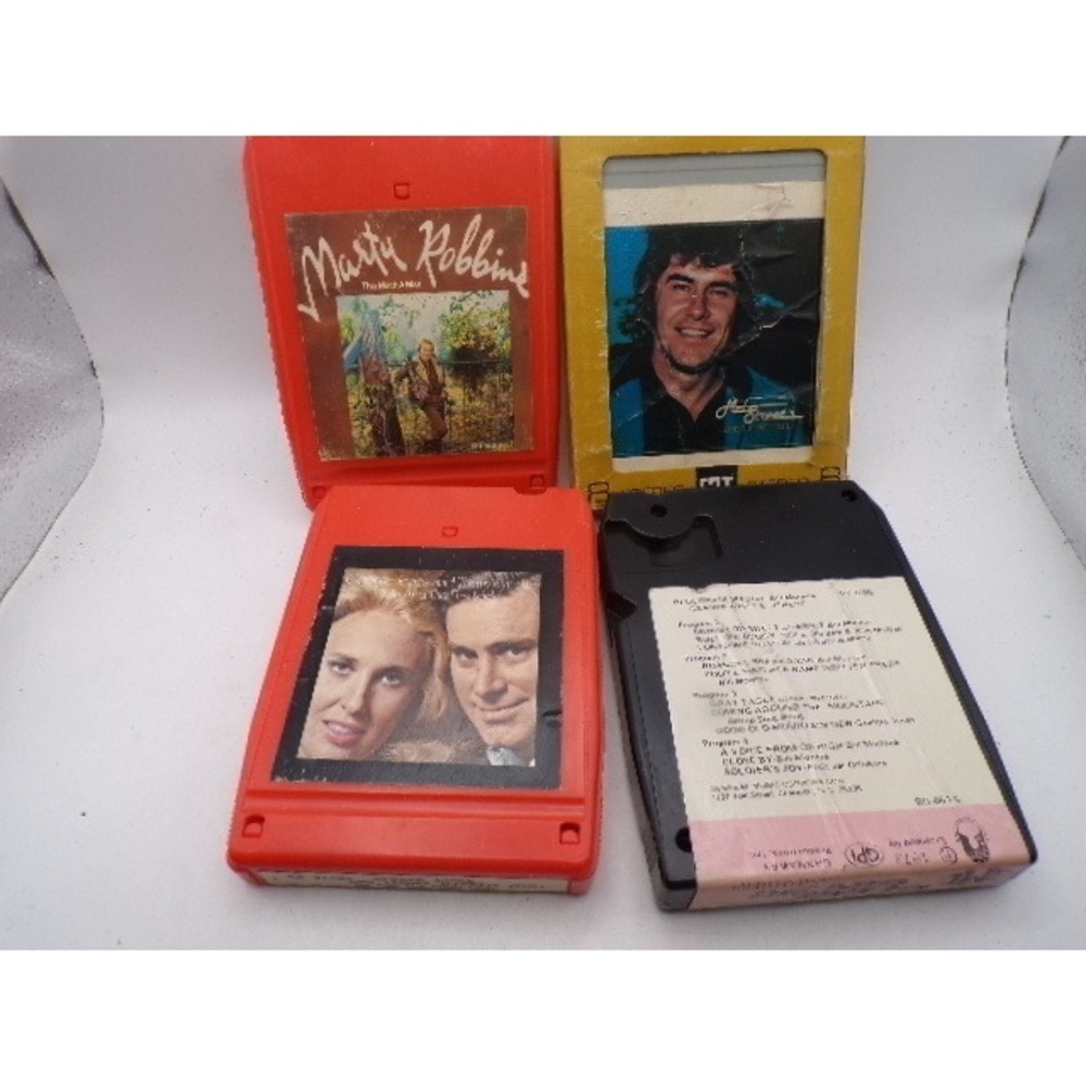 Vintage 8-Track Tape Lot Marty Robbins George Jones Tammy Wynette Mel Street 4pc